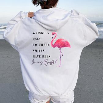 Flamingo Wrinkles Only Go Where Smiles Have Been Women Oversized Hoodie Back Print - Thegiftio UK