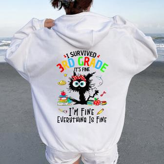 Last Day Of School I Survived 3Rd Grade 3 Grade Women Oversized Hoodie Back Print - Monsterry CA