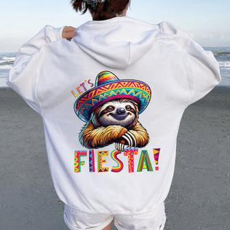 Let's Fiesta Sloth Cinco De Mayo Fiesta Mexican Women Oversized Hoodie Back Print | Mazezy AU