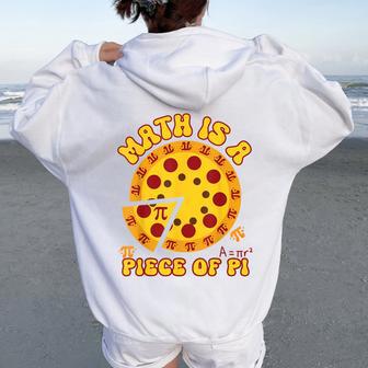 Retro Math Is A Piece Of Pi Teacher Pi Day 314 Pie Women Oversized Hoodie Back Print - Monsterry CA