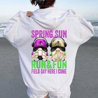 Runner Gnome Quote For And Girls For Field Day Women Oversized Hoodie Back Print - Monsterry AU
