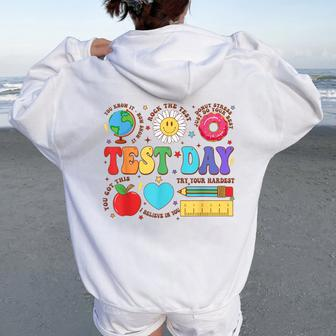 Teacher Test Day Motivational Teacher Starr Testing Women Oversized Hoodie Back Print - Monsterry DE