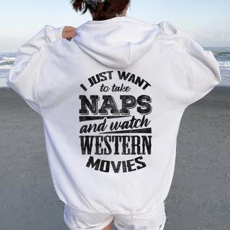 Western Movie Lover Graphic And Movie Fan Women Oversized Hoodie Back Print - Seseable