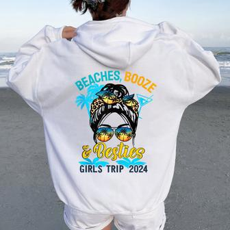 Girls Trip 2024 For Weekend Beaches Booze And Besties Women Oversized Hoodie Back Print - Seseable