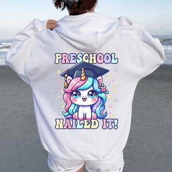 Graduation Preschool Unicorn Nailed It Pre-K Girls Grad Women Oversized Hoodie Back Print - Monsterry