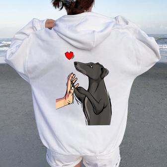 Greyhound Dog Girls Women Oversized Hoodie Back Print - Thegiftio UK