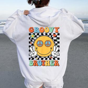 Groovy Brother Matching Family 70S 80S Retro Hippie Costume Women Oversized Hoodie Back Print - Monsterry AU