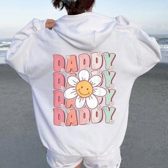 Groovy Daddy Matching Family Birthday Party Daisy Flower Women Oversized Hoodie Back Print - Seseable