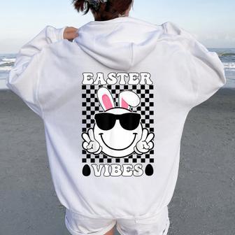 Groovy Easter Vibes For Girl 2024 Easter Day Women Oversized Hoodie Back Print - Seseable