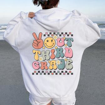 Groovy Last Day Of School 3Rd Grade Peace Out Third Grade Women Oversized Hoodie Back Print - Seseable