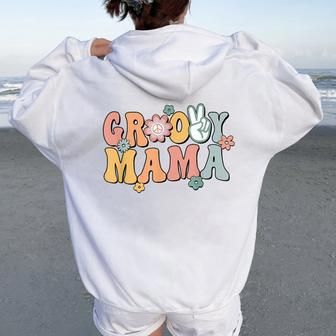 Groovy Mama Retro Mom Matching Family 1St Birthday Party Women Oversized Hoodie Back Print | Mazezy CA