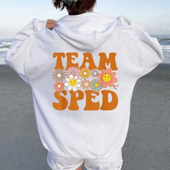 Groovy Squad Team Sped Retro Special Education Ed Teacher Women Oversized Hoodie Back Print - Monsterry