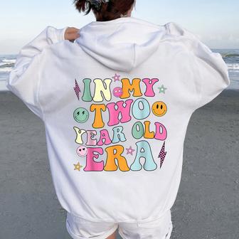 Groovy In My Two Year Old Era Girl 2Nd Birthday 2 Yrs Old Women Oversized Hoodie Back Print - Thegiftio UK