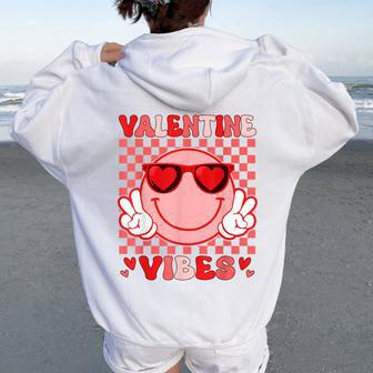 Groovy Valentine Vibes Valentines Day For Girl Womens Women Oversized Hoodie Back Print | Mazezy