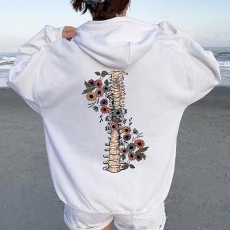 Grow Through It Floral Spine Mental Health Awareness On Back Women Oversized Hoodie Back Print - Monsterry