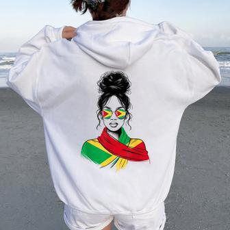 Guyana Messy Bun Proud Patriotic Guyanese Ns Women's Women Oversized Hoodie Back Print - Seseable