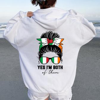 Half Italian Half Irish Girl Italy Ireland Flag Women Oversized Hoodie Back Print | Mazezy AU