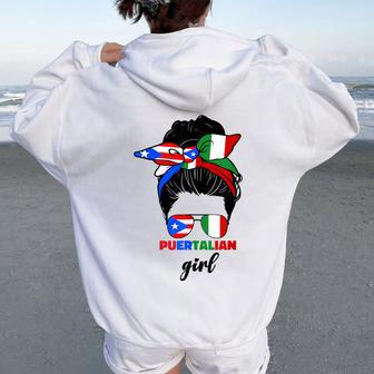Half Italian And Puerto Rican Rico Italy Flag Girl For Women Women Oversized Hoodie Back Print - Monsterry CA