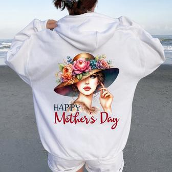 Happy Mother's Day Cute Floral Mom Mommy Grandma Womens Women Oversized Hoodie Back Print - Thegiftio UK