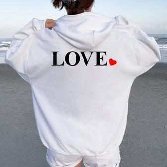 Happy Valentines Day Red Heart Love Cute V-Day Kid Women Oversized Hoodie Back Print | Mazezy