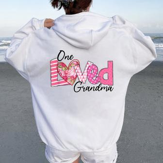 Heart One Loved Grandma Family Valentine's Day Womens Women Oversized Hoodie Back Print - Monsterry AU
