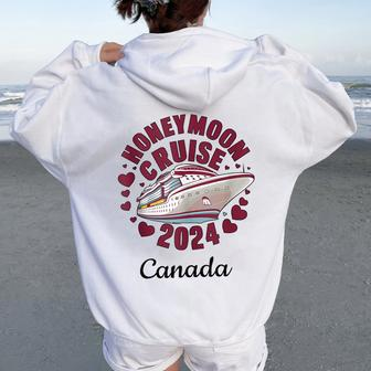 Honeymoon Cruise 2024 Canada Matching Couple Husband Wife Women Oversized Hoodie Back Print - Monsterry AU