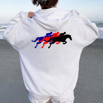 Horse Race Splechase Derby Racing Women Oversized Hoodie Back Print - Monsterry