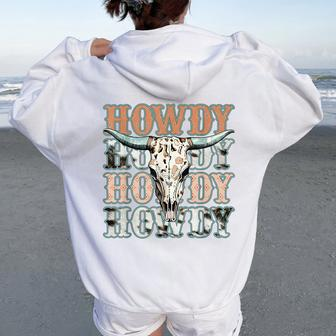 Howdy Southern Western Girl Country Rodeo Cowgirl Vintage Women Oversized Hoodie Back Print - Thegiftio UK