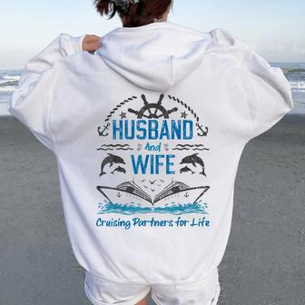 Husband And Wife Cruising Partners For Life For Couples Women Oversized Hoodie Back Print - Thegiftio UK
