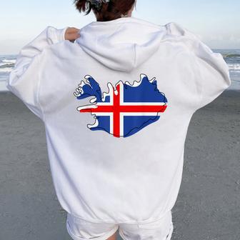 Iceland Icelandic Map Iceland For Women Women Oversized Hoodie Back Print - Thegiftio UK