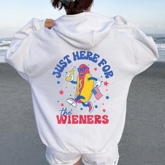 I'm Just Here For Wieners 4Th Of July Hotdog Women Women Oversized Hoodie Back Print - Seseable