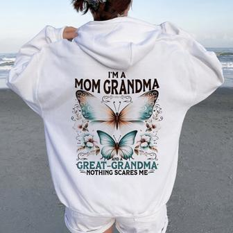I'm A Mom Grandma And A Great Grandma Butterfly Mother's Day Women Oversized Hoodie Back Print - Thegiftio UK