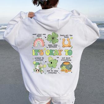 It's Okay To Mental Health Sped Teacher St Patrick's Day Women Oversized Hoodie Back Print - Monsterry AU