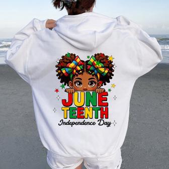 Junenth Independence Freedom Cute Girl Black Women Women Oversized Hoodie Back Print - Thegiftio UK