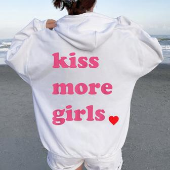 Kiss More Girls Cute Lgbt Lesbian Bisexual Pride Women Oversized Hoodie Back Print - Monsterry CA