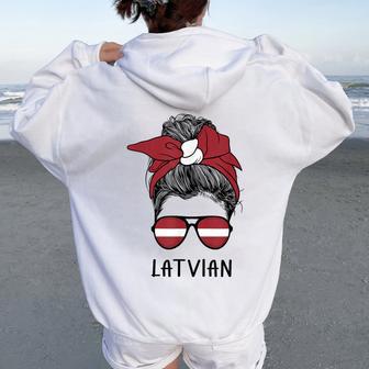 Latvian Girl Latvian Heritage Latvia Flag Women Oversized Hoodie Back Print - Thegiftio UK