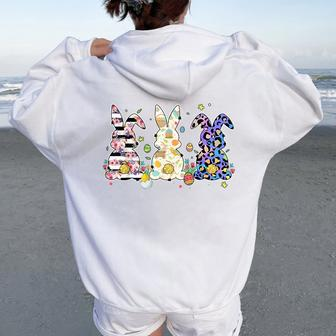 Leopard Easter Rabbit Floral Easter Day 2024 Easter Women Oversized Hoodie Back Print | Mazezy