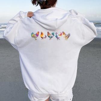 Lgbt Rainbow Chicken Pride Animal Lover Equality Lgbt Women Oversized Hoodie Back Print - Monsterry CA