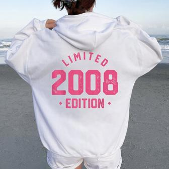 Limited 2008 Edition Sweet 16Th Birthday N Girl Pink Text Women Oversized Hoodie Back Print - Seseable