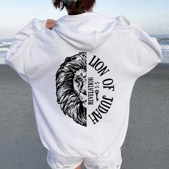 Lion Of Judah Jesus Christian Faith Women Women Oversized Hoodie Back Print - Monsterry DE