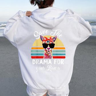 Llama Save Drama For Your Llama Mother Day Women Oversized Hoodie Back Print - Monsterry AU