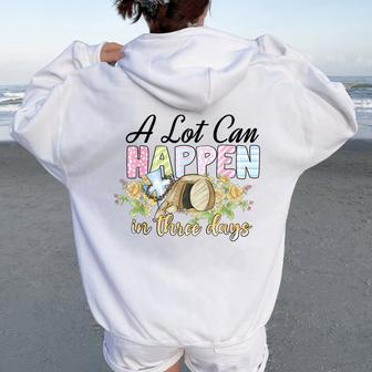 A Lot Can Happen In 3 Days Reto Vintage Christian Easter Day Women Oversized Hoodie Back Print - Thegiftio UK
