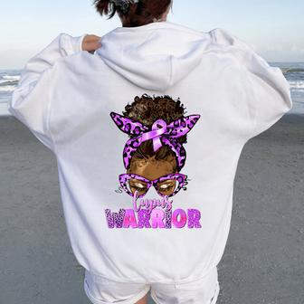 Lupus Warrior Afro Messy Bun Black Lupus Awareness Women Oversized Hoodie Back Print | Mazezy DE