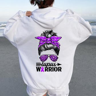 Lupus Warrior Messy Bun Wear Purple Lupus Awareness Women Oversized Hoodie Back Print - Monsterry