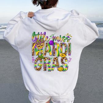Mardi Gras Little Miss Mardi Gras Girl Outfit Women Oversized Hoodie Back Print | Mazezy