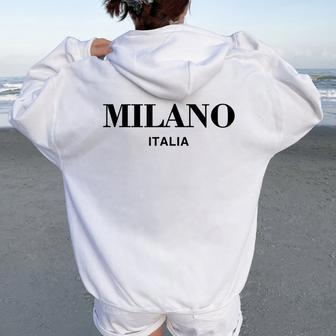 Milano Italia Retro Preppy Italy Girls Milan Souvenir Women Oversized Hoodie Back Print - Thegiftio UK