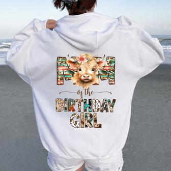 Mom And Dad Birthday Girl Cow Family Party Decorations Women Oversized Hoodie Back Print - Seseable
