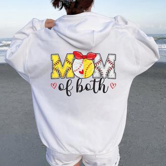 Mom Of Both Baseball Softball Mother's Day Women Oversized Hoodie Back Print - Monsterry DE