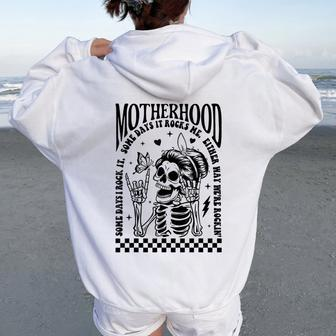 Motherhood Some Days I Rock It Skeleton Mom Women Oversized Hoodie Back Print - Thegiftio UK