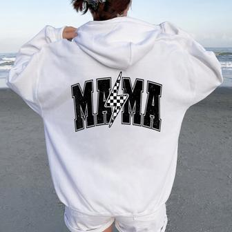 Racing Mom Race Mom Racer Race Checkered Mama Women Oversized Hoodie Back Print - Monsterry AU